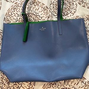 Kate Spade Reversible leather tote bag blue green